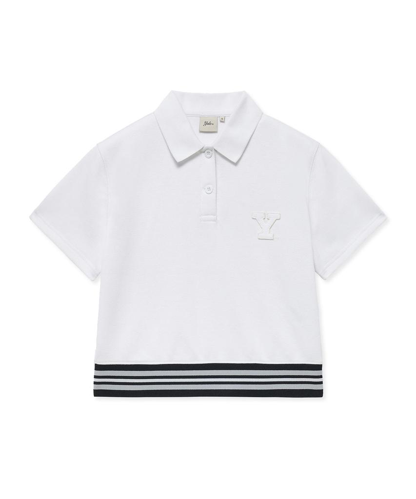 YALE Women'S Crop Banded Polo Shirt_White