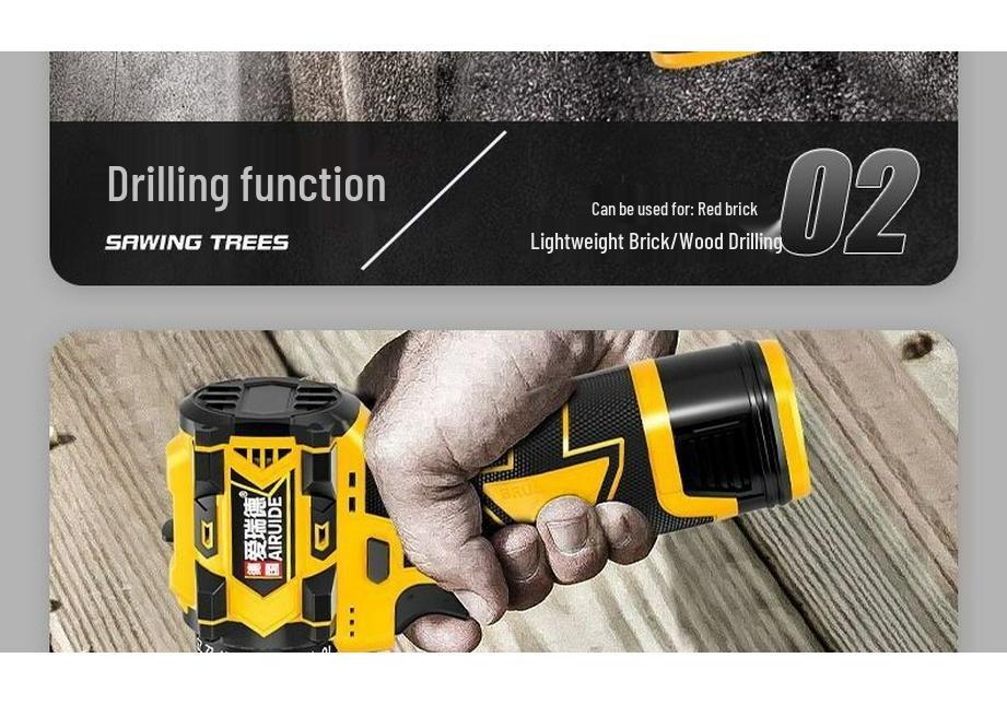 High-Power Lithium Battery Hand Drill with Impact Function – Cordless Electric Screwdriver for Home and Wall Drilling.