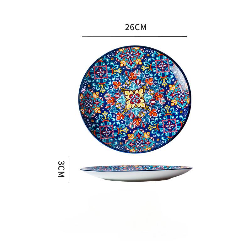 26cm Ceramic Plate Large Plate High-end Feel Household Porcelain Plate Western Plate Steak Plate Shallow Plate Flat Plate