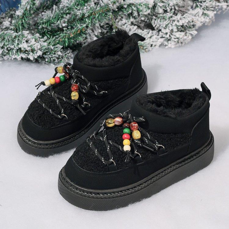 Large size thick-soled snow boots for women's autumn and winter new velvet thickened warm cotton shoes for women
