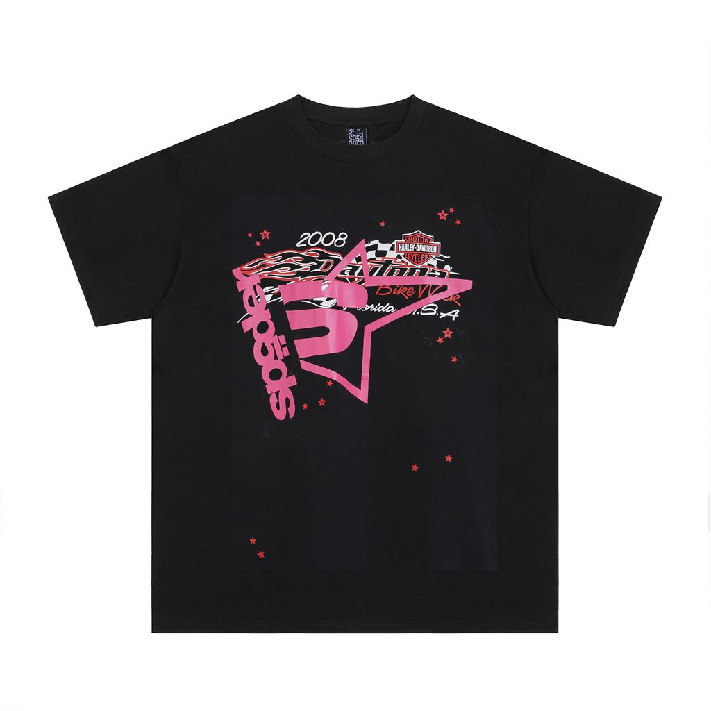 Sp5der hip hop singer Young Thug same foam letter 555555 couple T-shirt Pink short sleeve tee