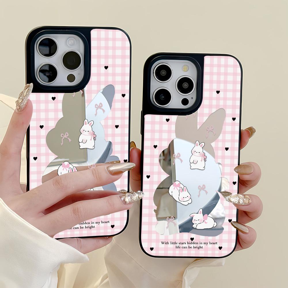 Mirror Phone Case for iPhone 15 11 13 14 for 15 16 Pro Max 12 13 16 Pro Cloud Flower and Animal Cute Style Phone Case