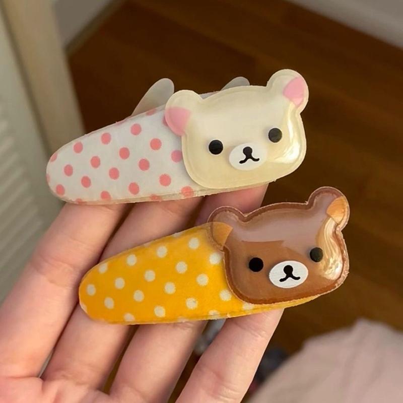 2 stk Kawaii Rilakkuma Pannelugg Sideklemme Tegneserie Søt Bølgeprikk Bb Hårspenne Søt Allsidig Hårnål Hårpynt Bursdagsgave