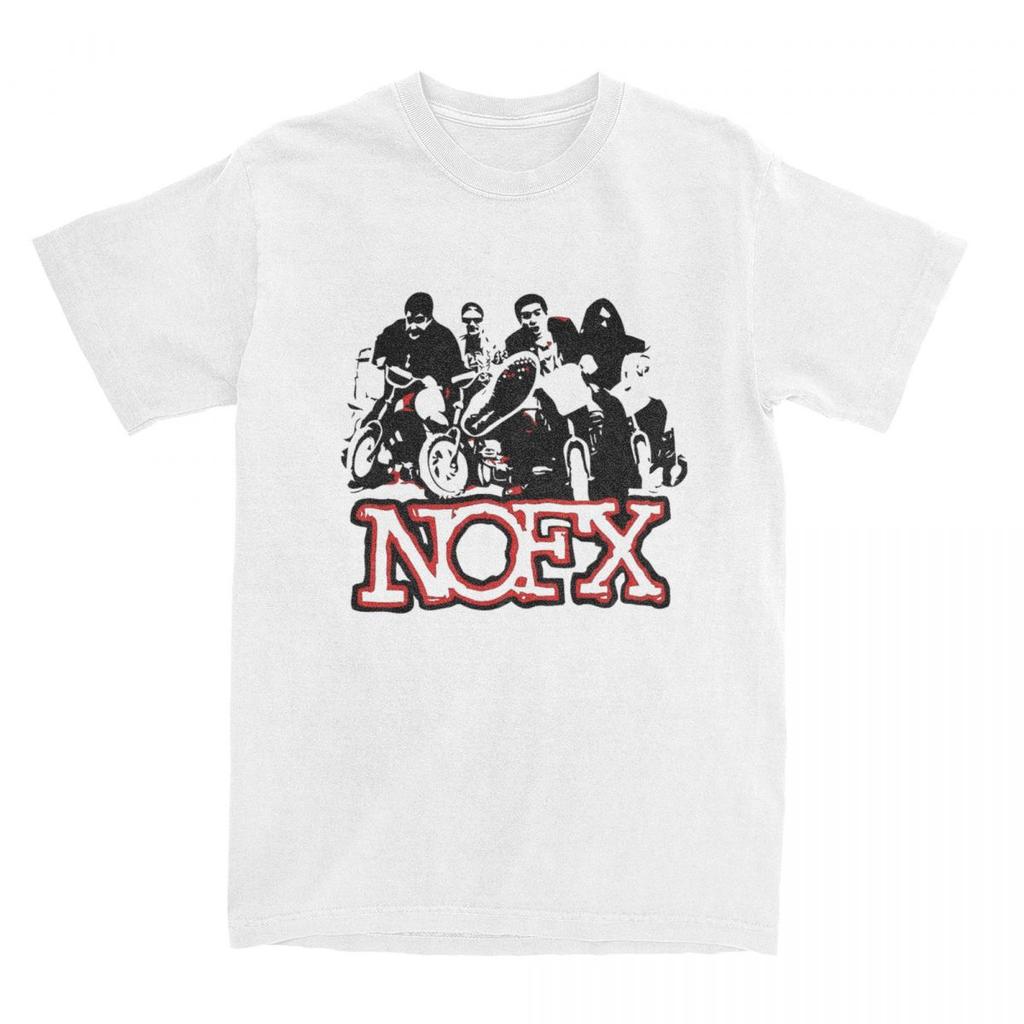 Nofx Muziek Poster T-shirt Heren Amerikaanse Punk Rock Band Vintage 100% Katoen T-shirts Zomer Ronde Hals T-shirt Grote Maten Tops