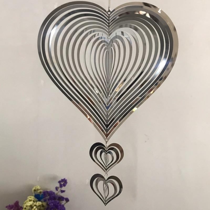 Heart Wind Spinner Rotating Stainless Steel Wind Chimes Luxury Modern Dreamcatcher Aesthetic Bedroom Dreamcatchers Home Decor 20X36CM