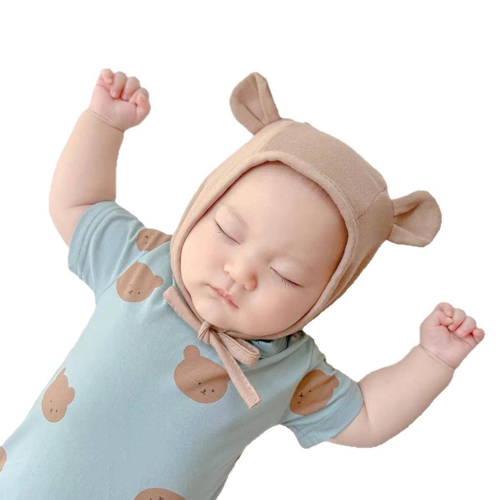 Newborn Pure Cotton Ear Protection Pullover Hat with Lace-up - Cute & Adorable for Spring & Autumn