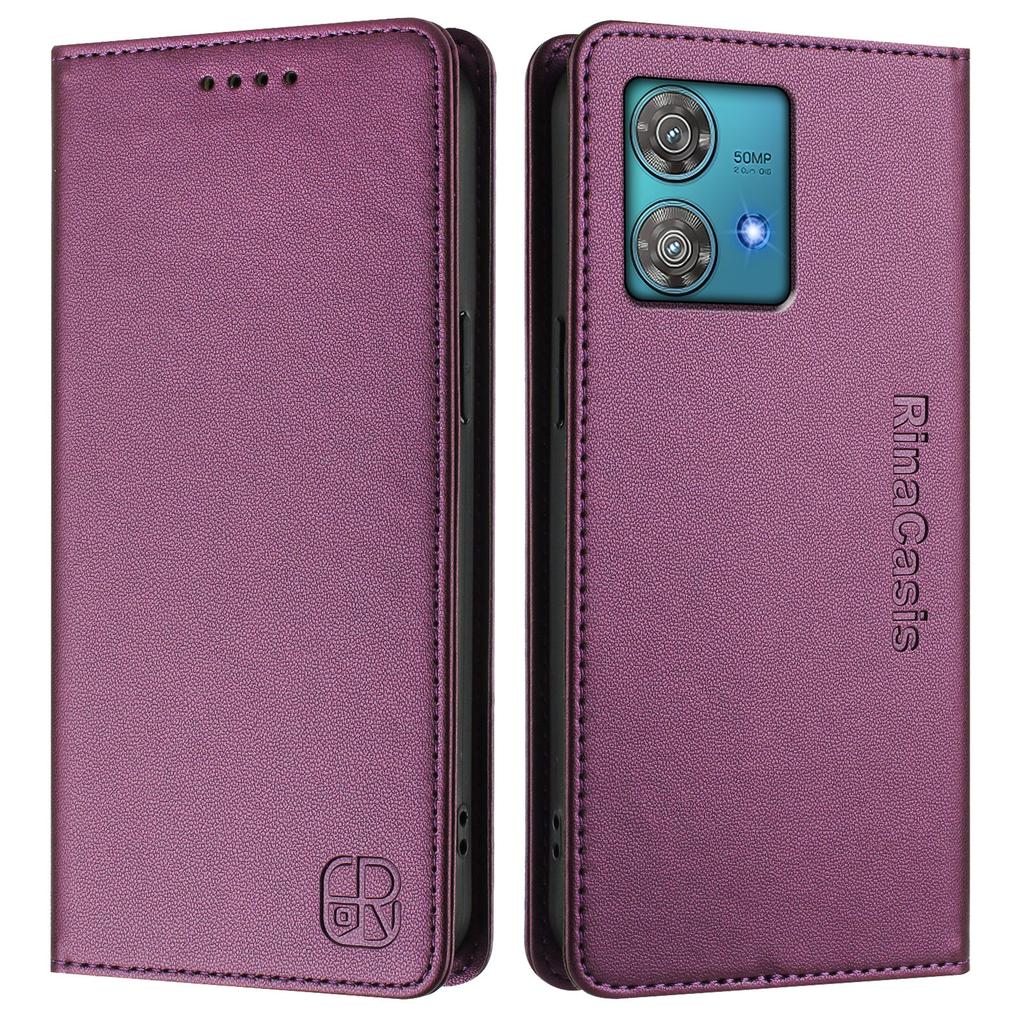 For Motorola Edge 40 Neo 5G Leather Case RINACASIS RC01 Phone Cover with RFID Blocking Wallet Stand