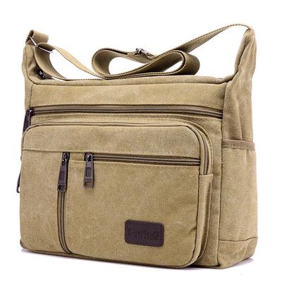 Men's Black Multi-layer Canvas Crossbody Bag - Large Capacity, Versatile, Casual, Sport Shoulder Bag