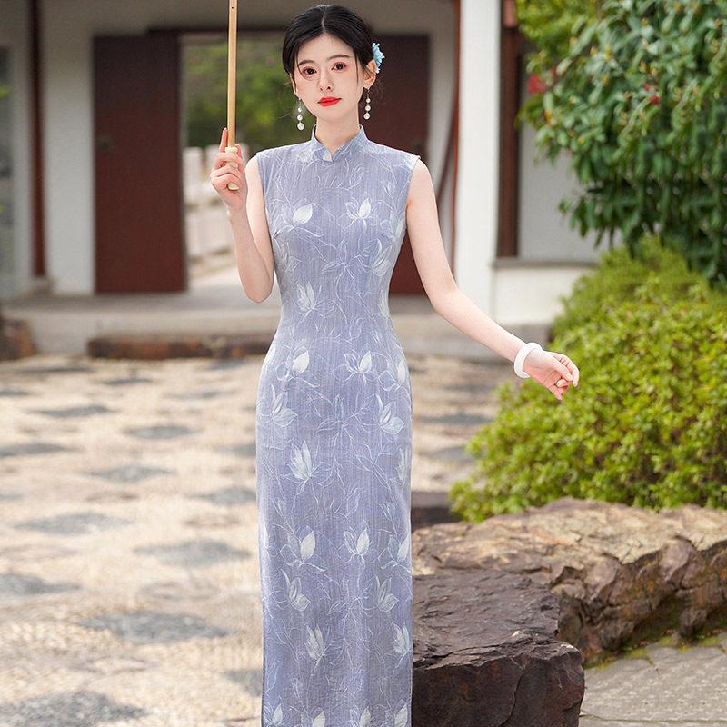 Sleeveless National Style New Chinese Suzhou Long Cheongsam Improved Young 1011 New Women's High Sense Daily Summer
