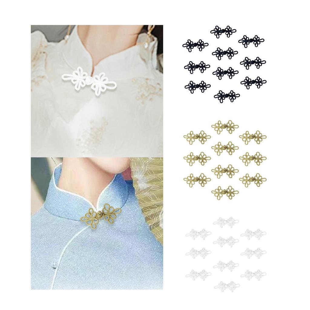 10x Chinese Knots Frog Buttons Sewing Fasteners Handcraft Traditional DIY Closure for Cheongsam Costumes Sweater Cloak Scarf