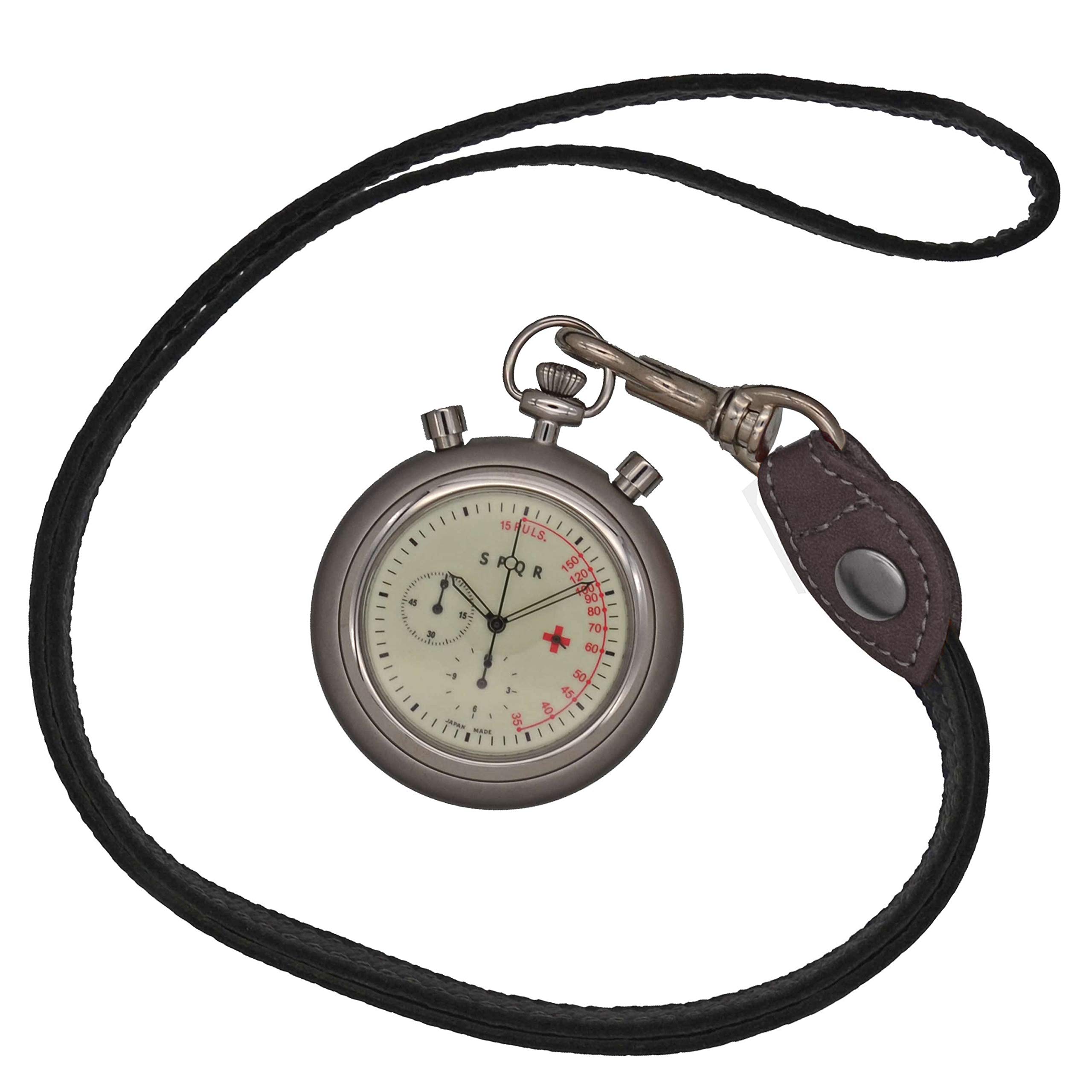 

SPQR THE PULSE x Somes Saddle Leather Strap Made in Japan Pulse Watch with Chronograph High Spec Nurse Watch (Black)