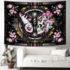 Skeleton Butterfly Tapestry Pink Goth Skull Hippie Mushroom Plants Floral Boho Tapestry Fantasy Abstract Moon Phase Flower