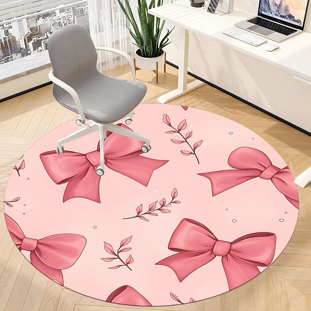 1pc Bows Floral Office Round Area Rug, Indoor Mat Suitable ForOffice, Under Office Chairs Bedroom Living Room Home Decor, Room Deco, D086