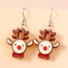 2024 Cartoon Christmas Reindeer Resin Earrings - Festive European & American Ear Jewelry