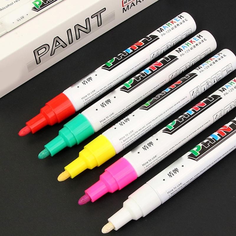 12Pcs Oil Based Paint Pens 3mm Tip Waterproof Paint Markers For Industrial Marking On Metal Wood Glass And Plastic