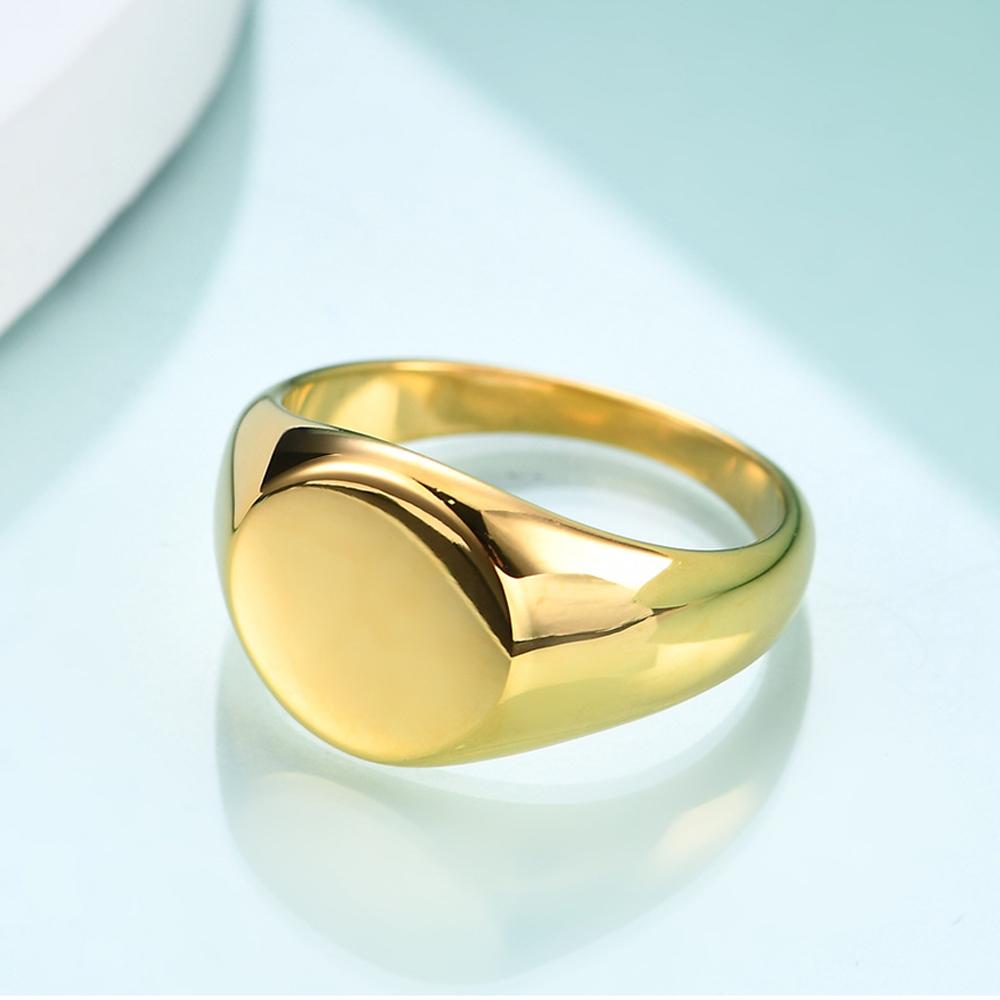 4/5/6/7/8/9/10/11/12/13 Stainless Steel Round Smooth Surface Ring Plated 18K Gold Color Men Women Finger Jewelry Drop Shipping