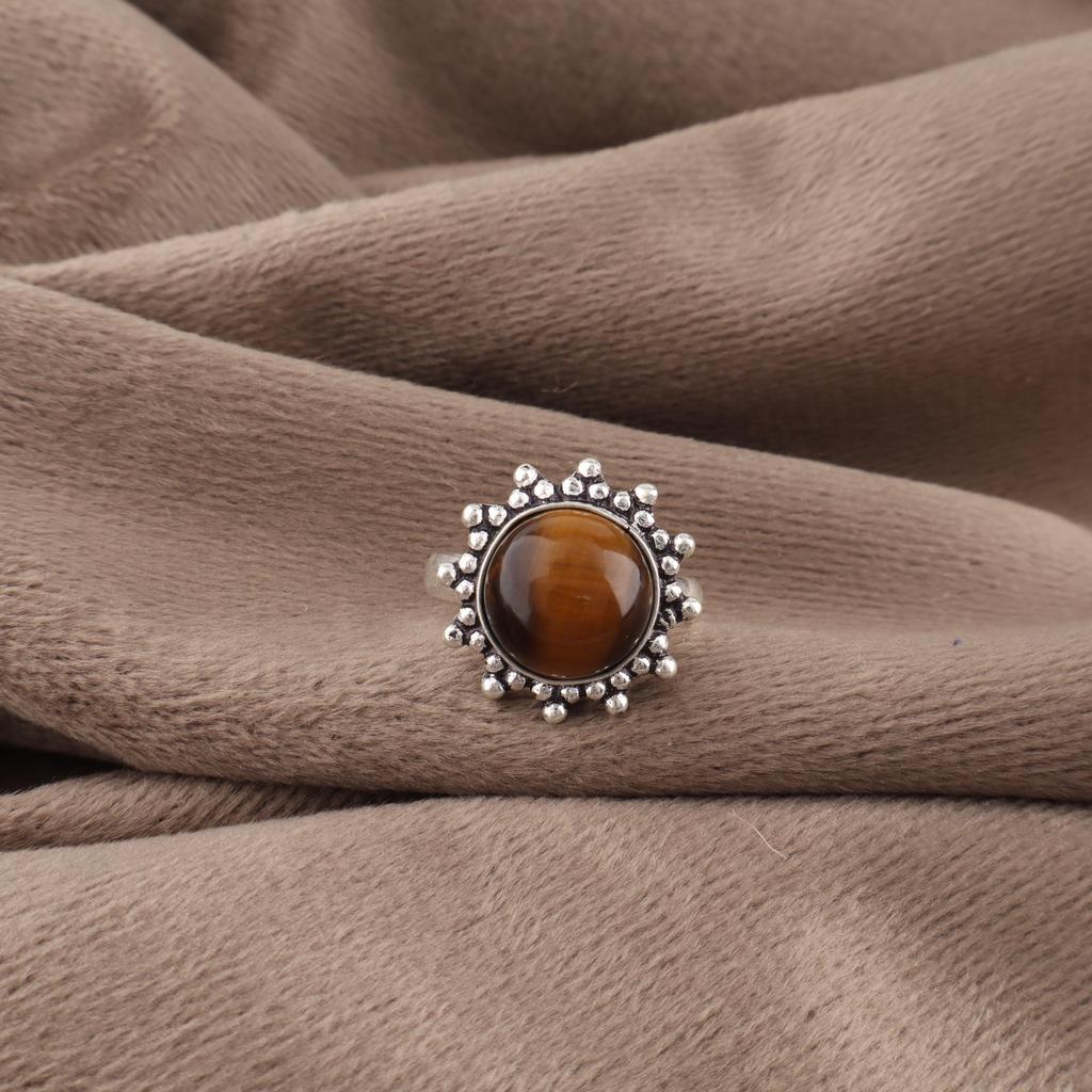 Yellow Tiger's Eye Ring, 925 Solid Sterling Silver Gemstone Jewelry, Handmade Ring, For Thanksgiving