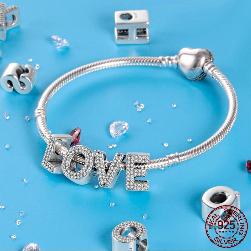 Copper Metal A-Z Alphabet Charm Bead Components Compatible With Authentic Original Bangle Bracelet High Quality Fine Jewelry Do It Yourself Bead