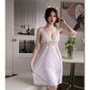 New sexy nightdress women with chest pad suspenders ice silk pajamas printed pure desire pajamas summer