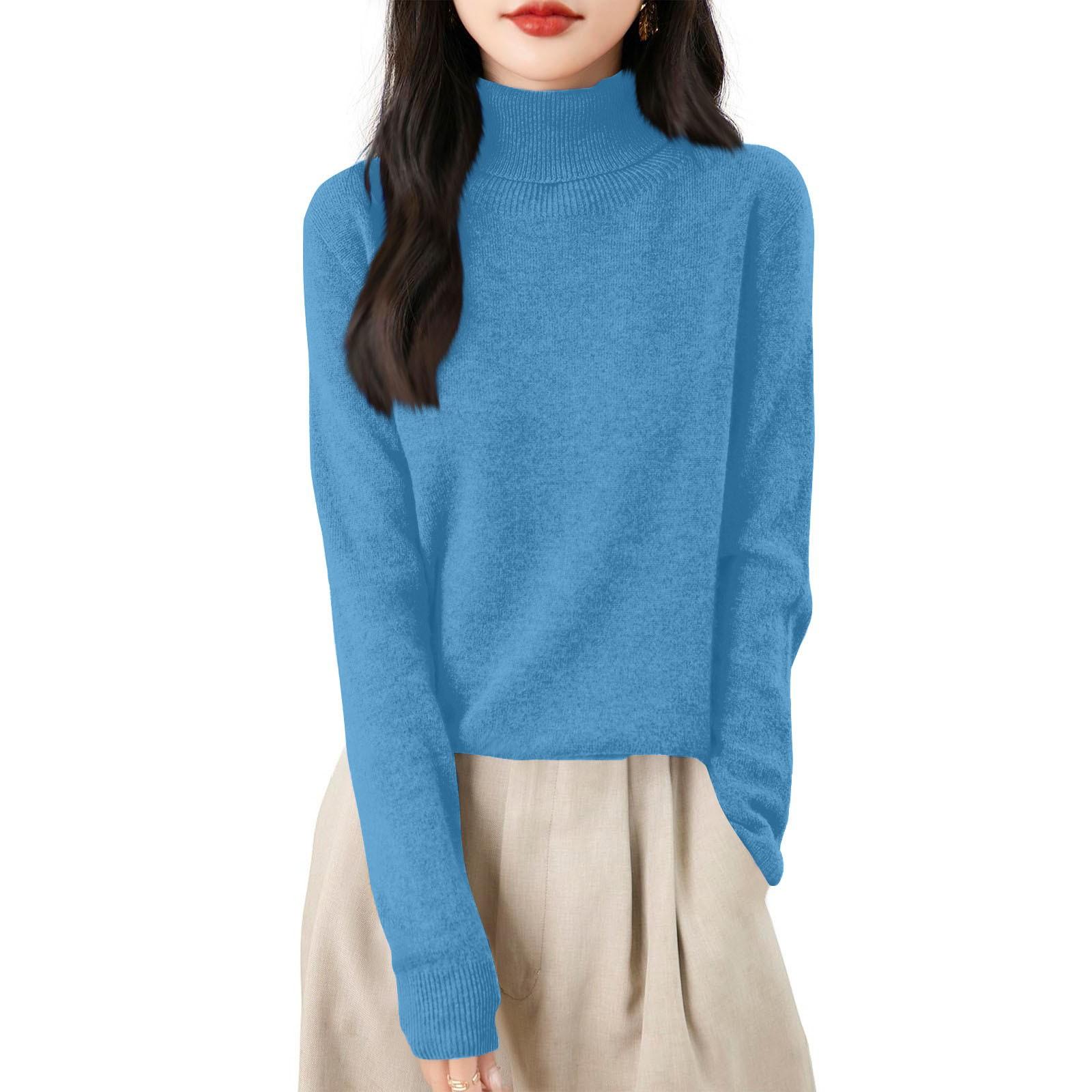 

Женская мода водолазка пуловер длинный рукав свободный низ вязаный свитер XXXL