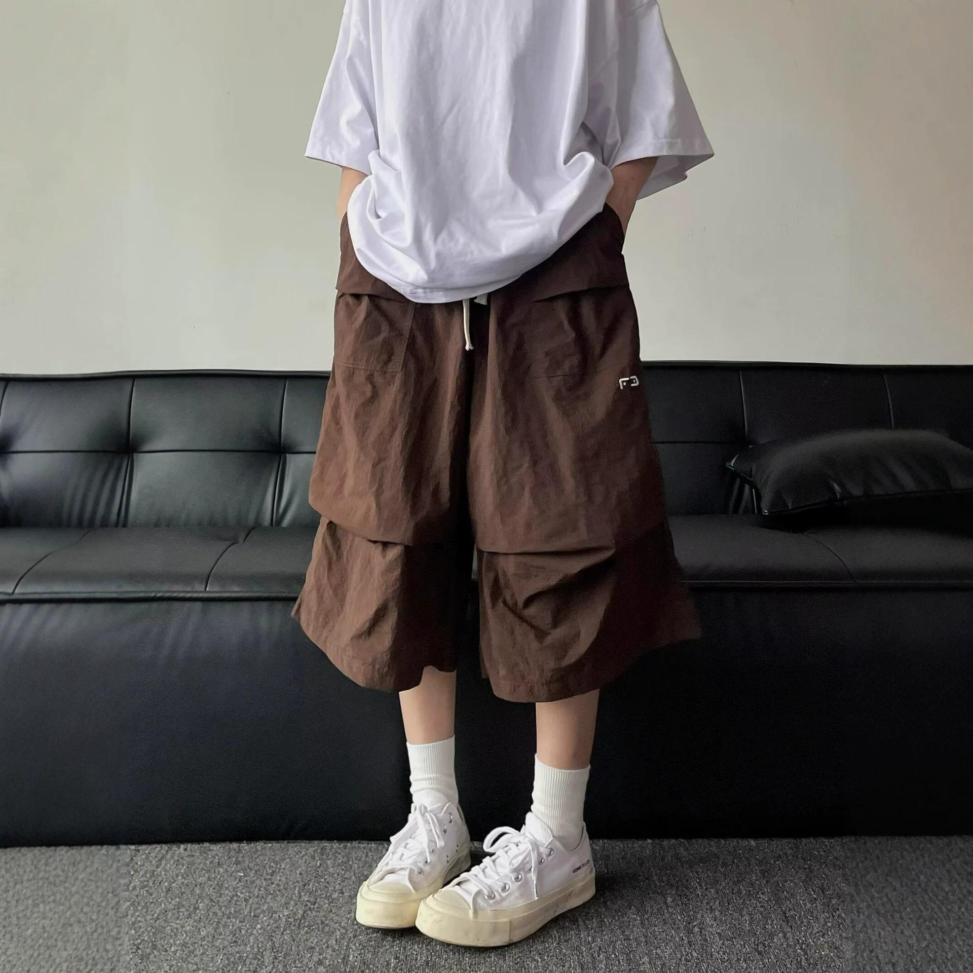 American Retro Outdoor Functional Wind Tooling Shorts Men s and Women s Straight Loose Charging Casual Knee Cropped Pants M