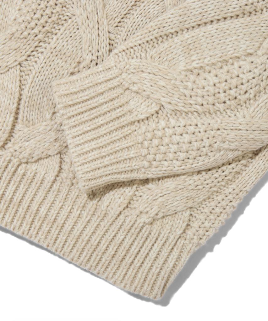 TRILLION Washable Big Cable Oversized Crew Neck Knit [Ivory]