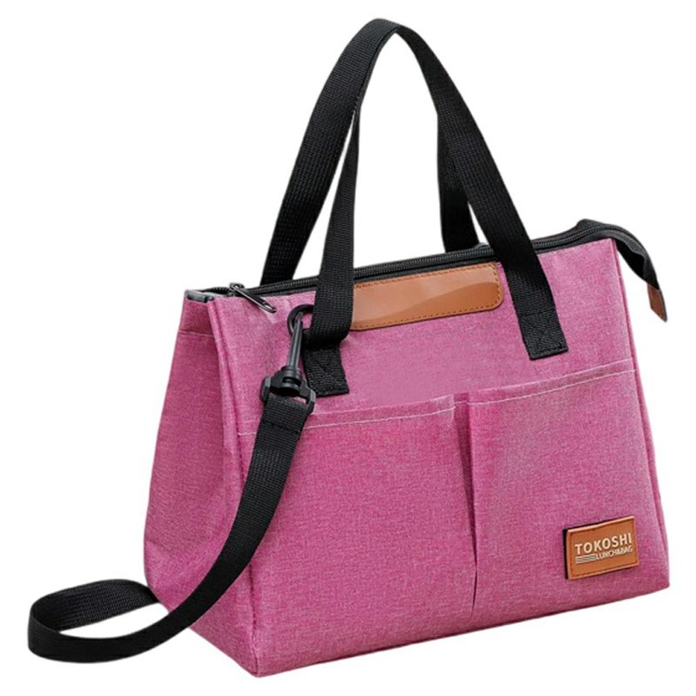 

Triangle Shape Tote Insulated Lunch Bag Waterproof Oxford Fabric Thermal Food Carrier with Shoulder Strap