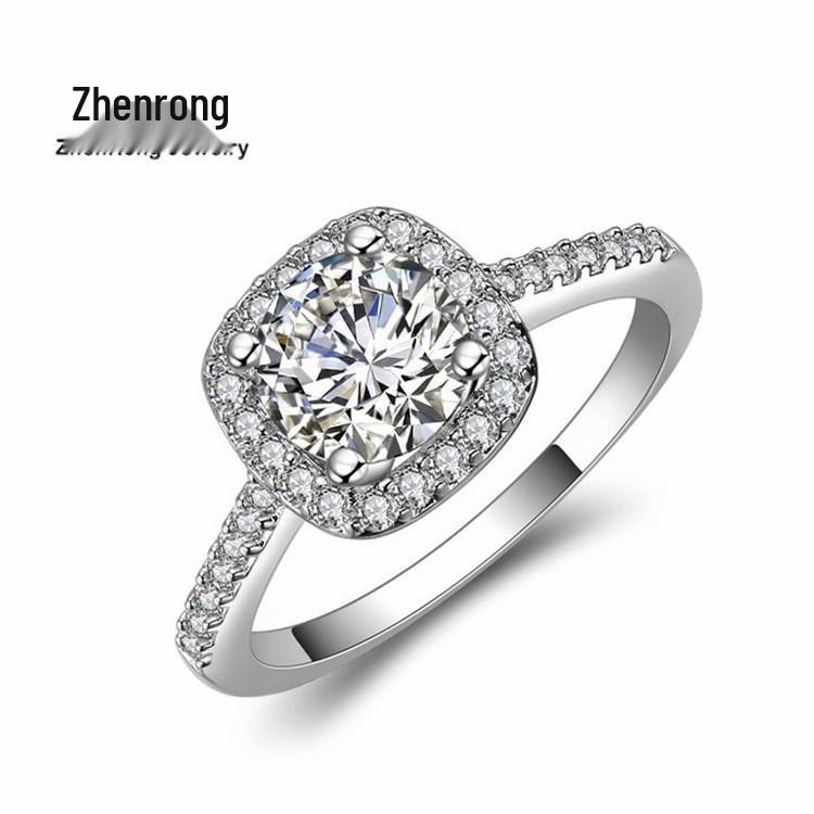 Zhenrong European American Fashion Engagement Rings for Women - Eight Hearts Eight Arrows Cubic Zirconia Jewelry.