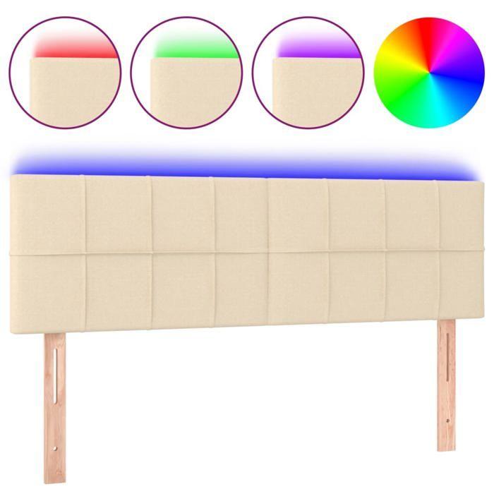 VidaXL Tête de Lit à LED Meuble de Chambre à Coucher Accessoire de Lit Double Tête de Cadre de Lit Intérieur Crème 3121615