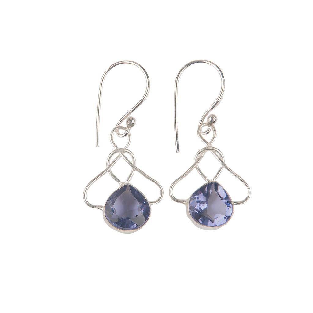 Iolite Gemstone Silver Drop/Dangle Earrings 925 Sterling Silver Women's Jewelry For Gift EE-2-9