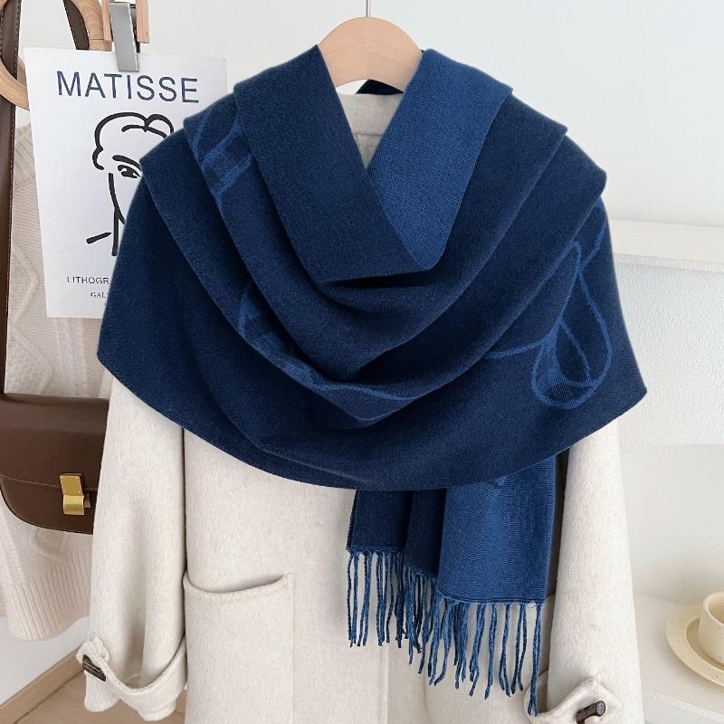 

Minimalist Scarf for Men and Women European & American Style Thickened Warm Winter Scarf Black Fringe Neck Warmer Scarf Shawl 70*200cm