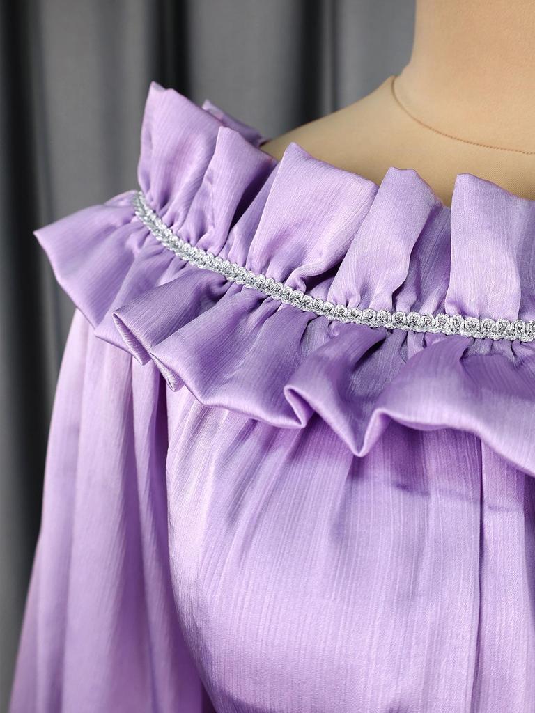 Plus Size Women's Elegant Pleated Chiffon Skirt Dress with Slimming Ruffle Waist
