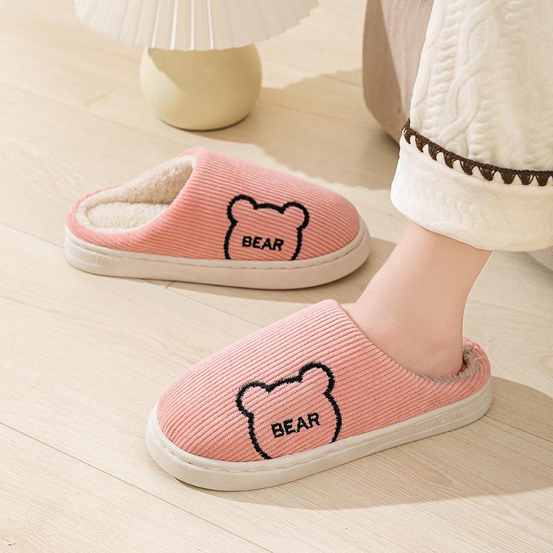 Cotton slippers autumn and winter home indoor warm plush thickened couple light outdoor cotton shoes