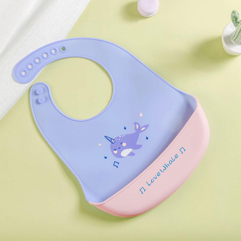 Waterproof Food-Grade Silicone Baby Bib - Leak-Proof, Self-Feeding, Drool Protection