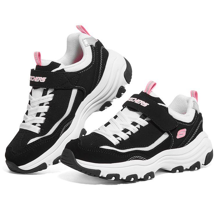 Skechers I Conik Synthetic Leather Low top Casual Shoes Black Pink Unisex 8701646L-BKNP