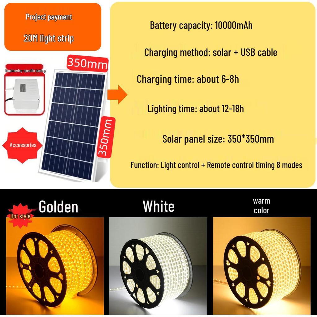 Solar LED Outdoor Waterproof Strip Lights for Gardens and Pathways