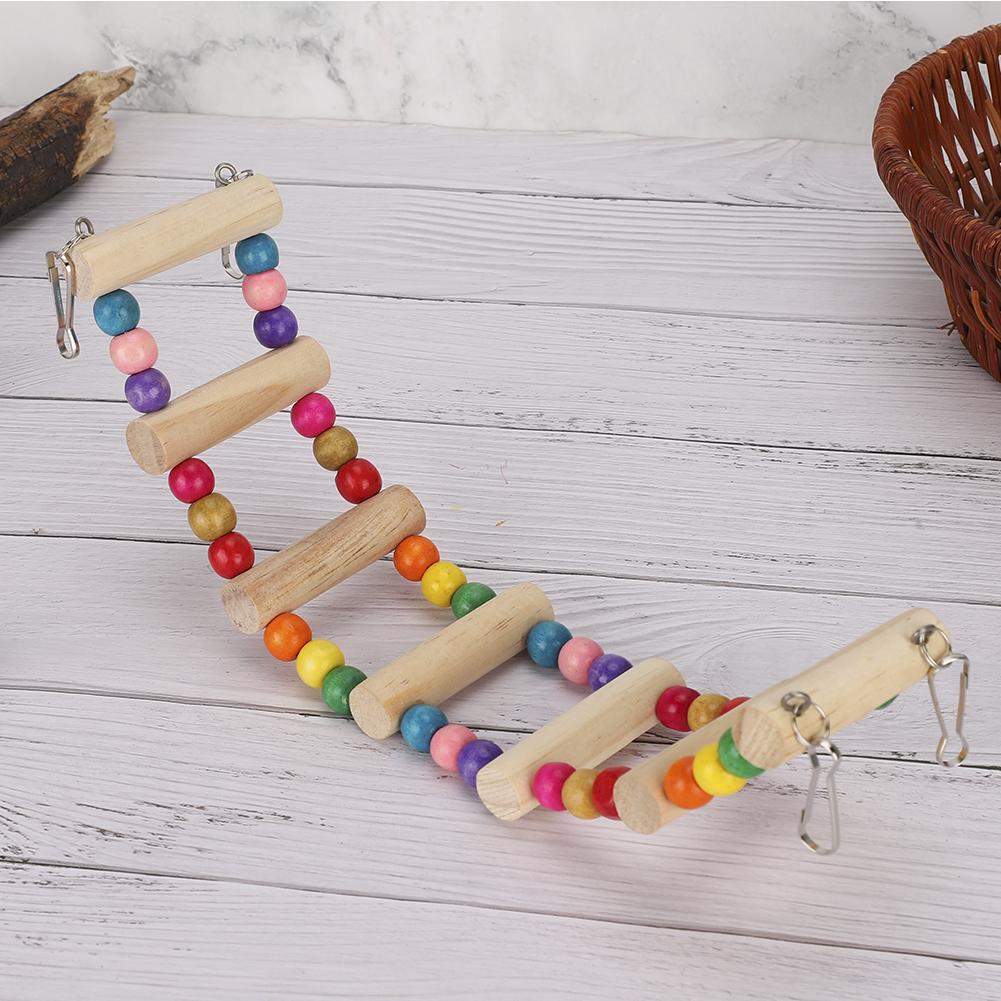 Wood Pet Parrot Suspension Bridge Climbing Toy Bending Freely Playing Supply6x30cm