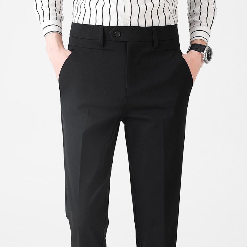 Light luxury men's small trousers autumn light business men's trousers high-quality color spun elastic casual trousers