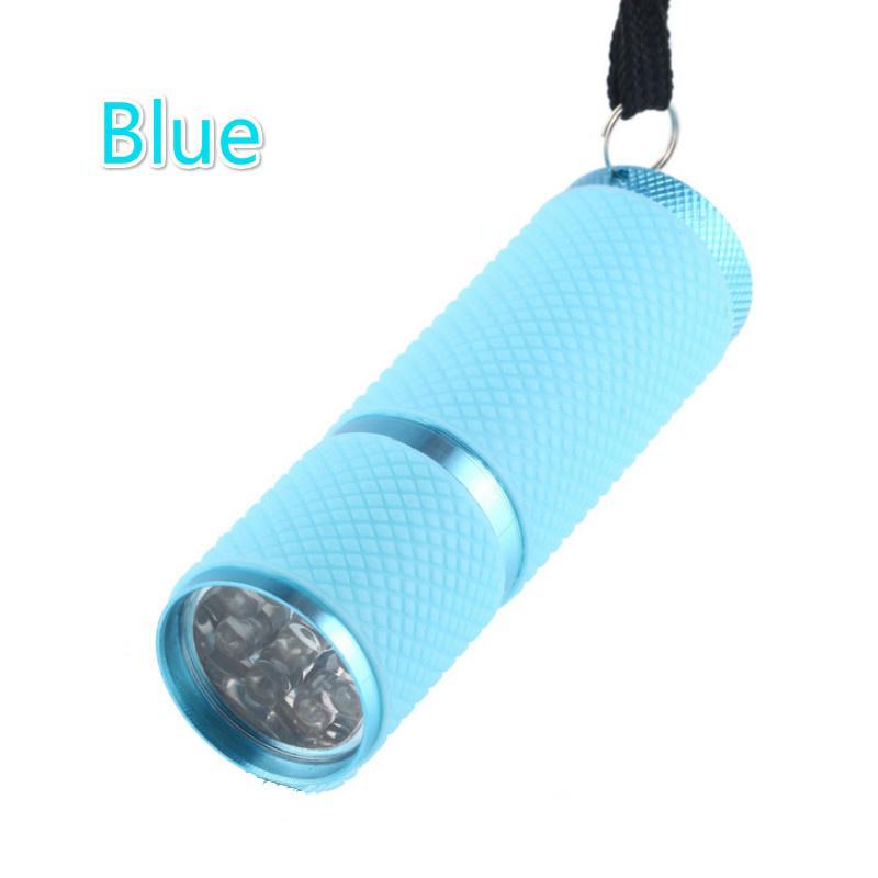 

Світловий 9LED УФ фіолетовий ліхтарик портативний ручний тип батареї флуоресцентний агент для перевірки нігтів фіолетове світло синій