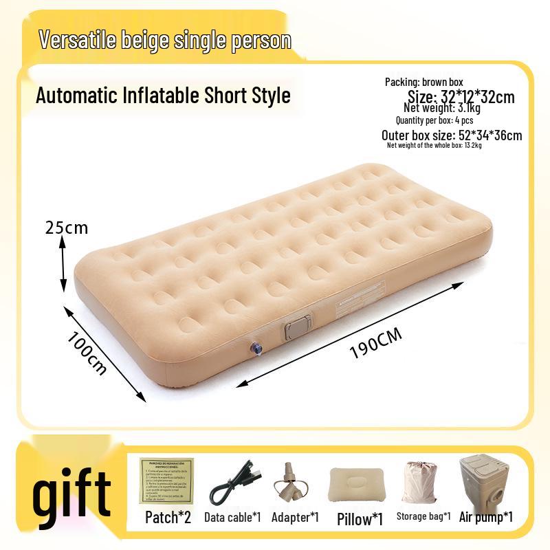 In-Stock Lightweight Inflatable Mat with Built-in Pump for Camping - Wear-Resistant Folding Bed for Lazy Lunch Breaks