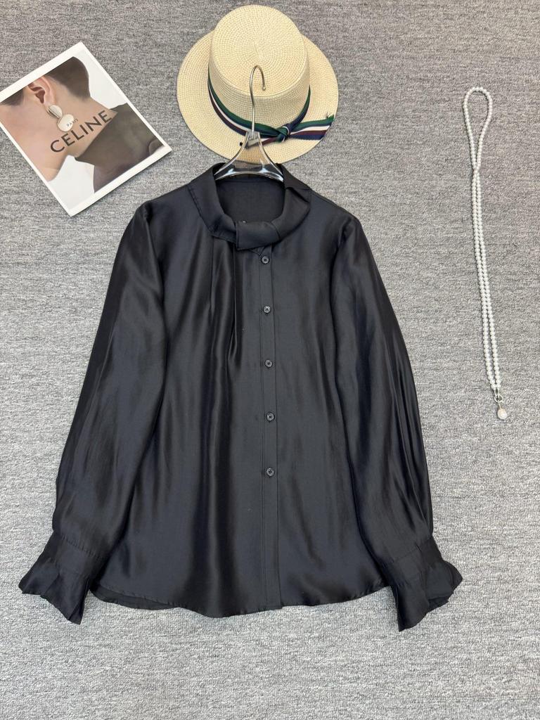 Elegant Silk Brocade Ruffle Collar Blouse for Women - Spring 2026 Arrival