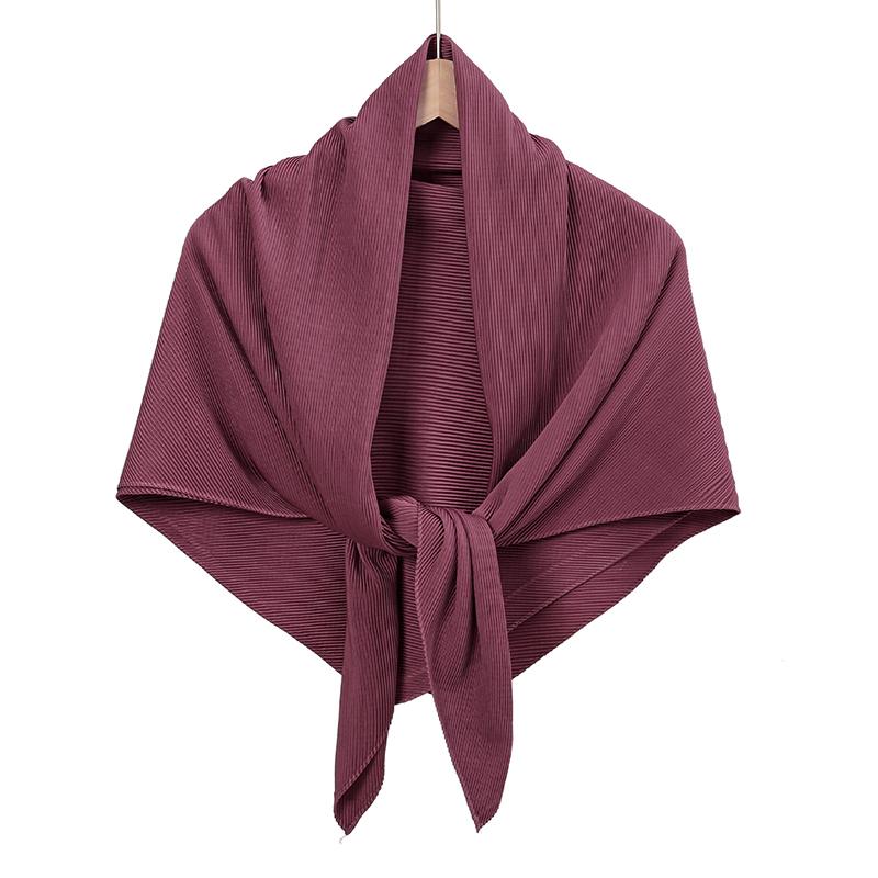 Maldives  Muslim Pleated Square Scarf Matt Silk Plain Hijab Women Crinkle Satin Headscarf Premium Soft Wrinkle Scarves