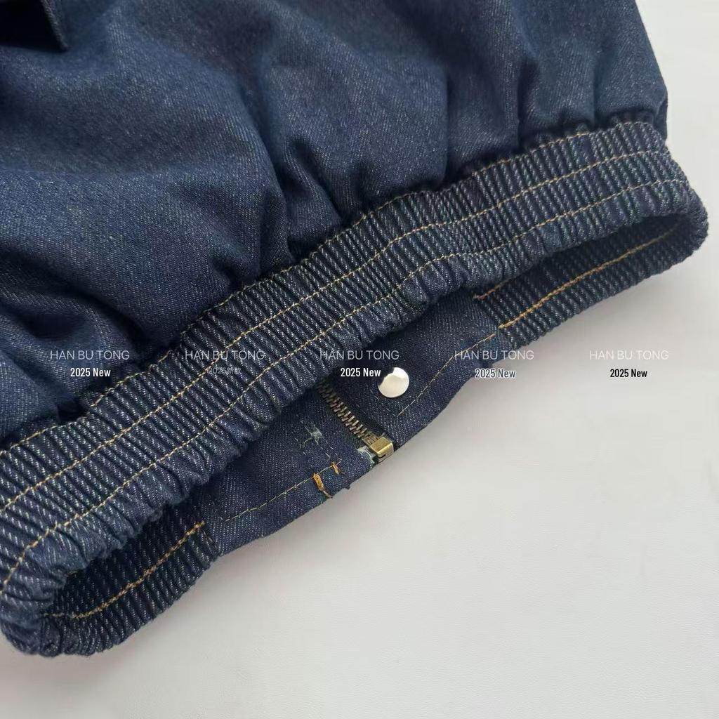 Mädchen Denim Set Herbst-Winter 2025: Jacke mit Pelzkragen & Weitbeinige Hose mit Samtfutter