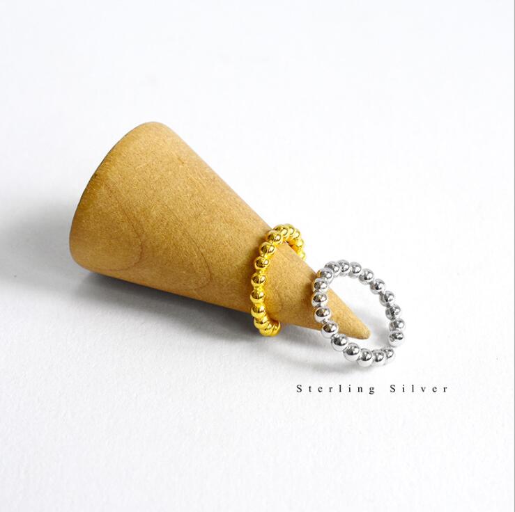 New Simple Small Fresh Light Bead Female 925 Sterling Silver Jewelry Personality Sweet Round Bead Popular Opening Rings TYB465