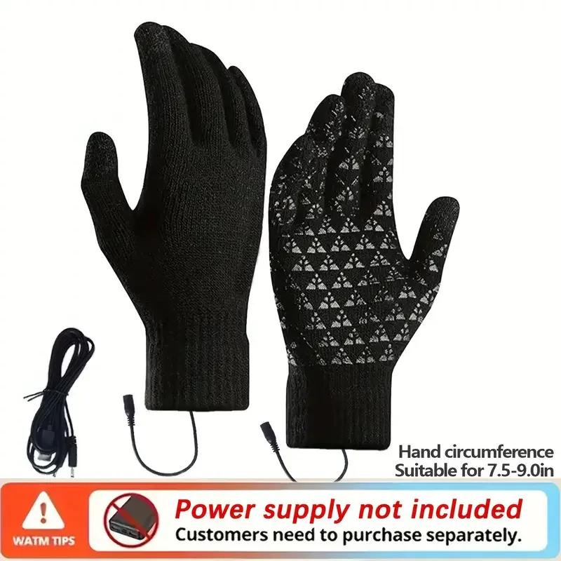 Heated Electric Gloves with Touch Screen, Five-Finger Writing Capability, Heating, Warmth, and Thickened Insulation. Full-Finger Knitted Electric
