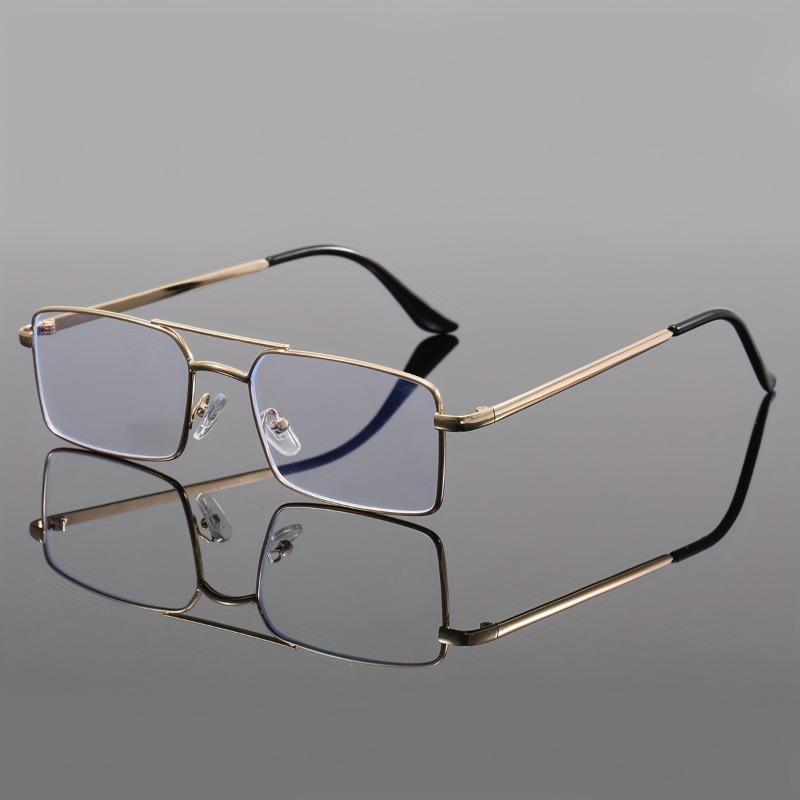 [Vintage Flat Lens Glasses] Unisex Full-Frame Metal Vintage Flat Lens Glasses - 1 Pair - New Summer Fashion Trend for Business Casual Daily Wear