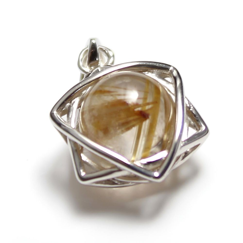 [Mizar] Rutile Quartz Pendant for Women and Men, Hexagram, Sterling Silver 925