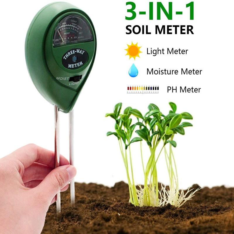 3-in-1 Handheld Soil Meter for Light, Moisture, and pH with Dual Probes
