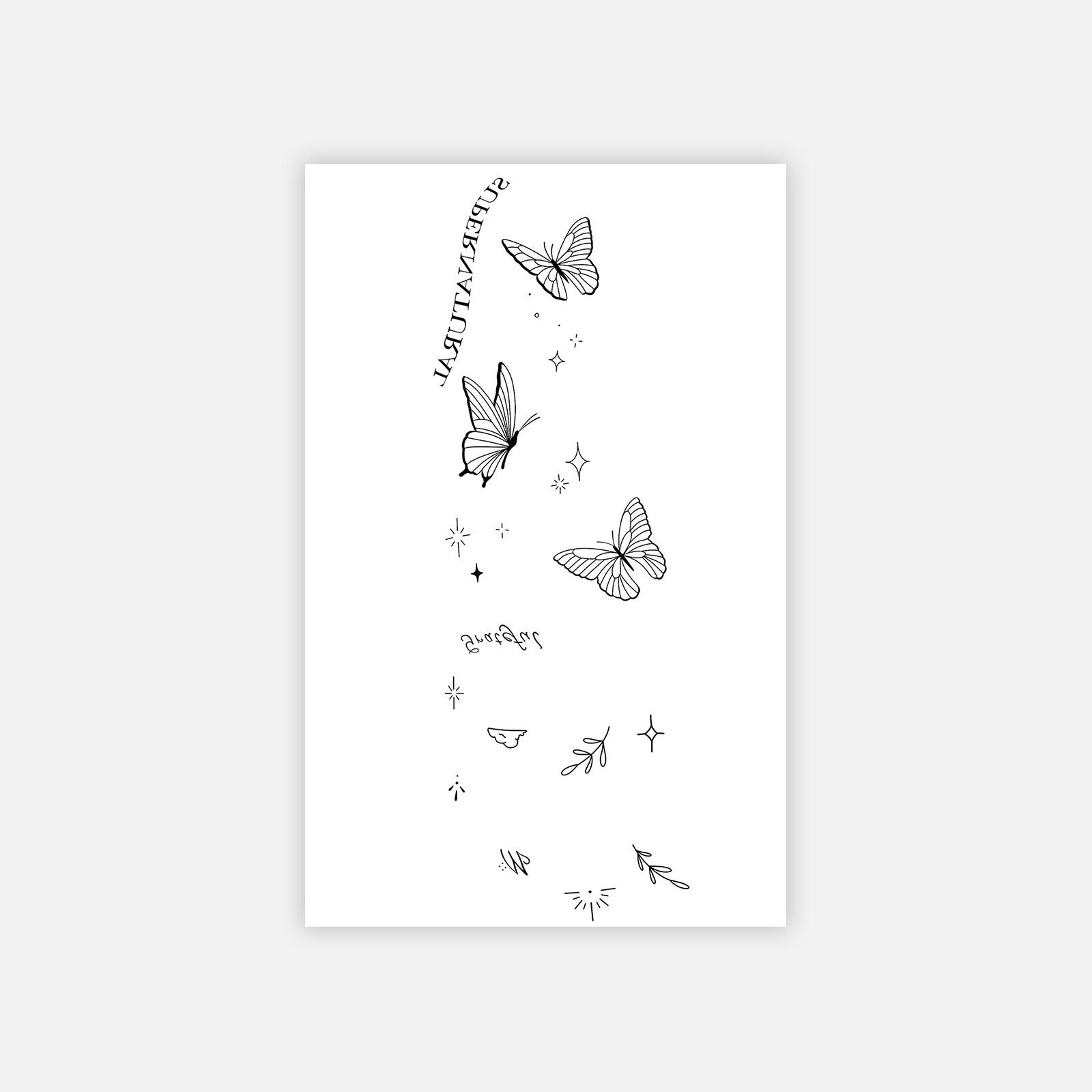 Advanced Sense Style Personality Simple Butterfly Wicker English Sentence Finger Tattoo Sticker 12*19