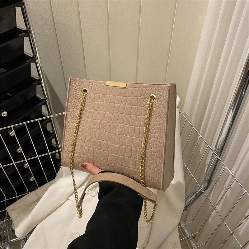 Solid Color Ladies New Tide Fashion Crossbody Large Capacity Crocodile Print Shoulder Bag Girls Casual Handbag